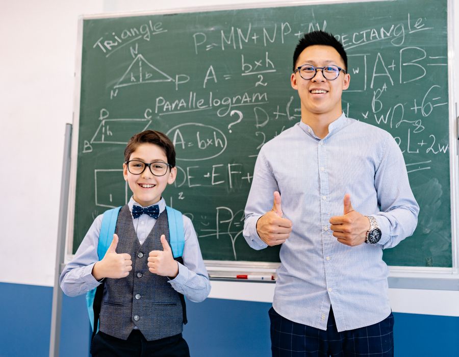 Math Notion — Home v2 2 Teacher and student celebrating math success